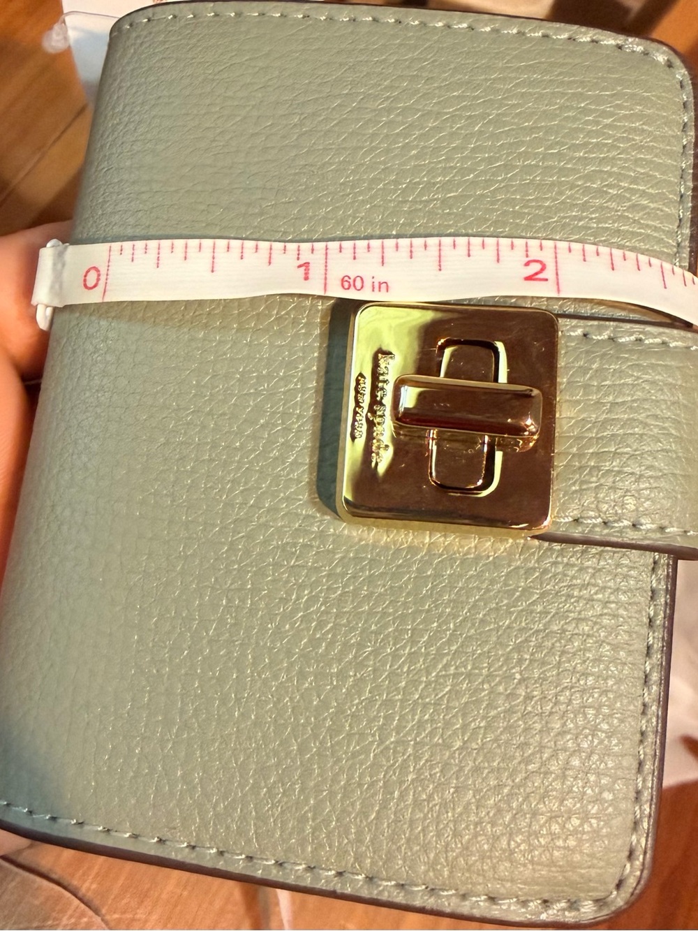 kate spade Green Leather Card & Key Holder with Gold Logo - Picture 7 of 7